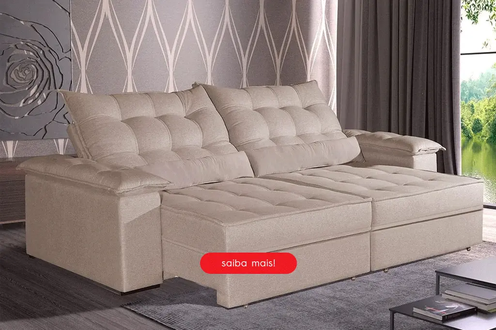 sofa retratil branco estiloso