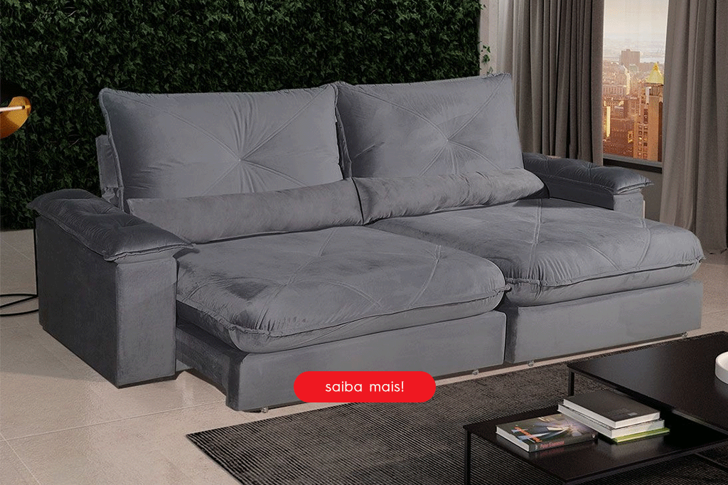 sofa retratil e reclinavel cinza
