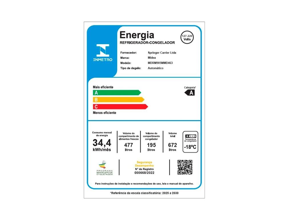 3 Etiqueta de eficiência energética de refrigerador